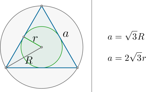 Площадь круга вписанного в правильный треугольник. Правильный треугольник в окружности. Правильный треугольник вписанный в окружность. Площадь правильного треугольника вписанного в окружность.